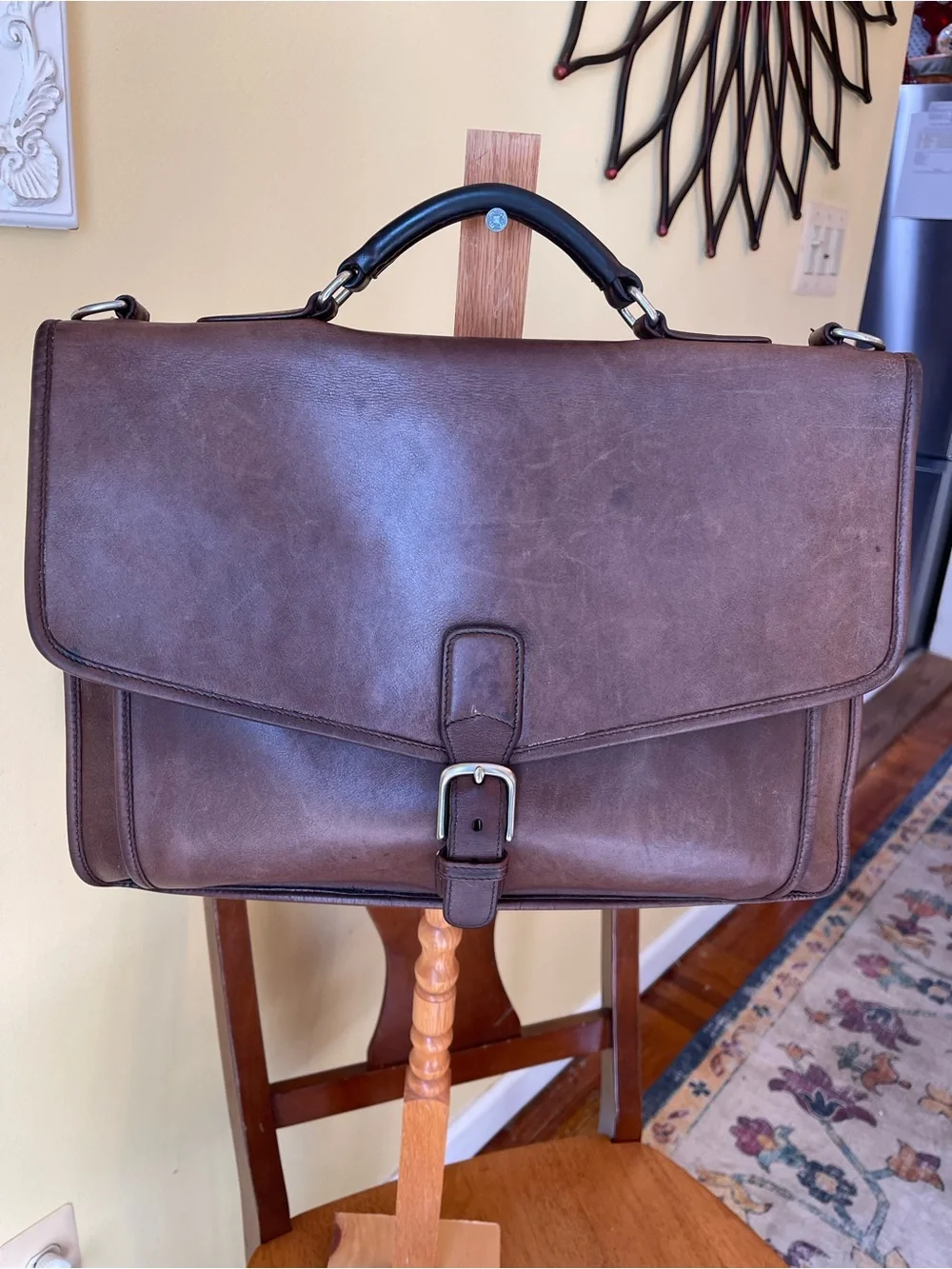 AuthentiCoach Vintage Brown Leather Briefcase Messenger Laptop Bag Style F1S-581